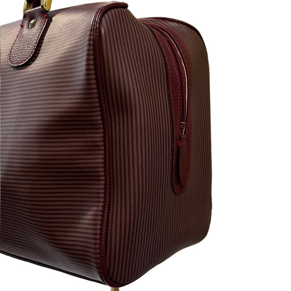 Yves Saint Laurent Burgundy Textured Satchel Boston Bag with Gold Hardware - Picture 4 of 14